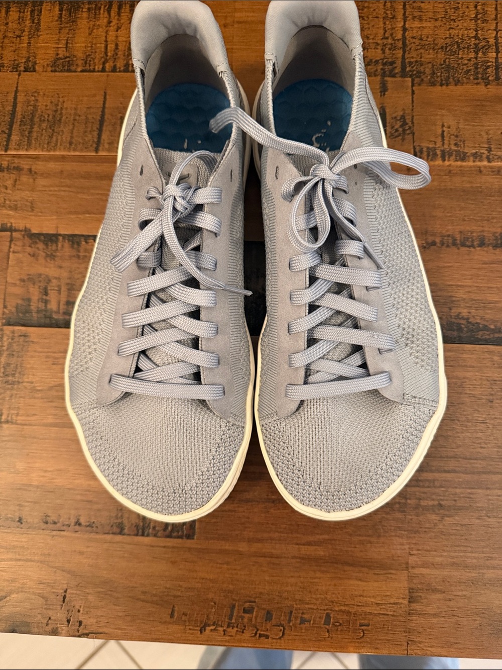 Womens Knit Lace-Up Sneakers - Light Gray